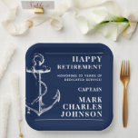 Anchor Navy Retirement Paper Plate<br><div class="desc">Add customized plates for your retirement party.</div>