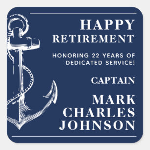 Anchor Navy Retirement Square Sticker