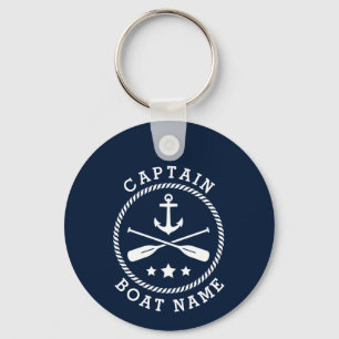 Anchor Oars Stars Captain Name Photo Back Keychain