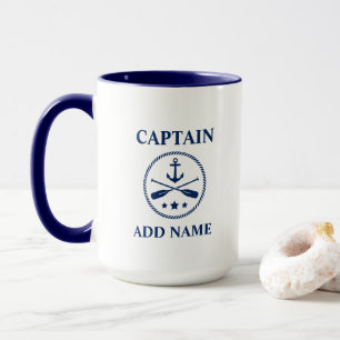 Anchor & Oars With Captain or Boat Name Large Mug
