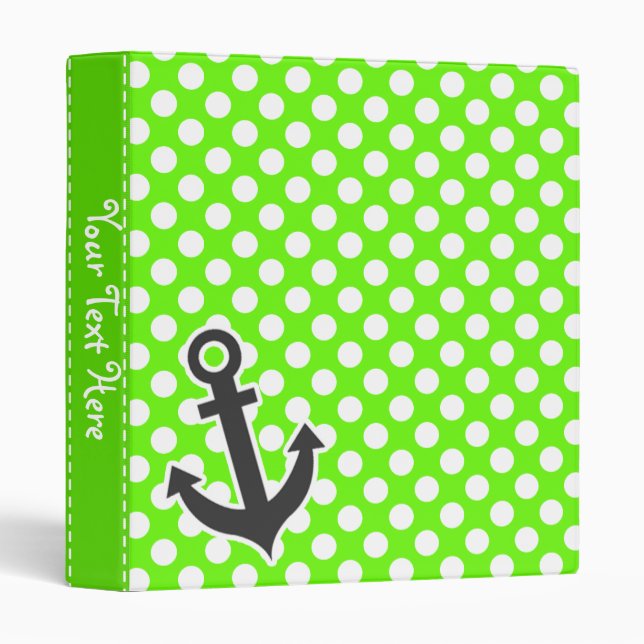 Anchor on Bright Green Polka Dots Binder (Front/Spine)