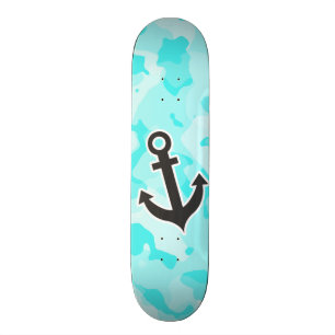 Anchor on Celeste Camo; Camouflage Skateboard