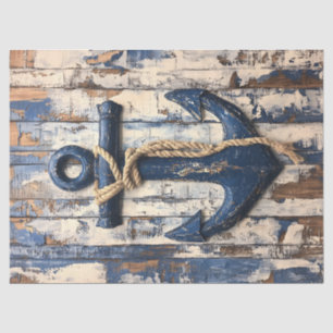 Anchor on Rustic Wood Boards Decoupage Tissue Paper