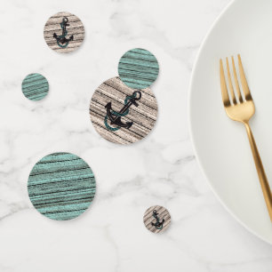 Anchor On Vintage Weathered Wooden Planks Pattern Confetti