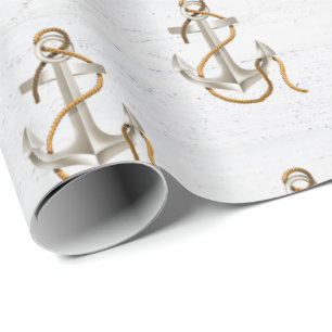 Anchor On Whitewashed Wood Wrapping Paper