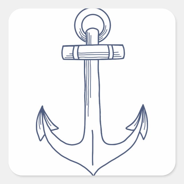 Anchor Outline Square Sticker (Front)