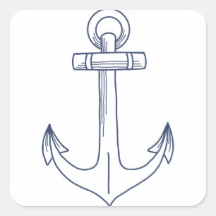 Anchor Outline Square Sticker