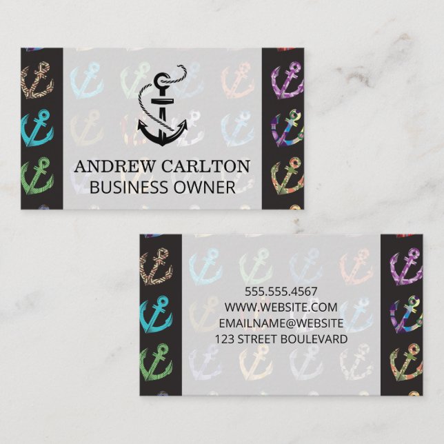 Anchor Pattern Business Card (Front/Back)