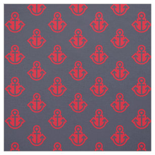 Anchor Pattern Fabric in Navy and Red