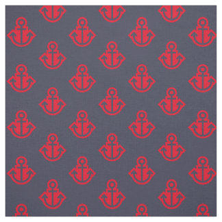 Anchor Pattern Fabric in Navy and Red