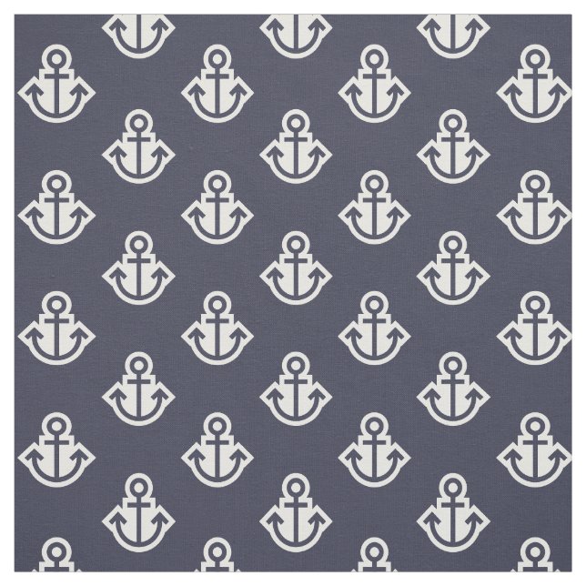 Anchor Pattern Fabric in Navy and White (Swatch)