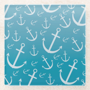 Anchor pattern glass coaster