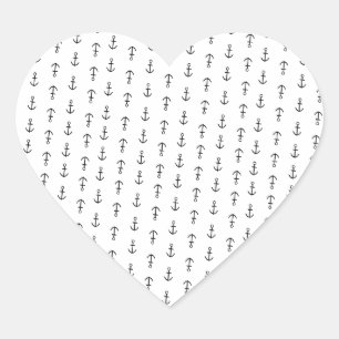 Anchor Pattern Heart Sticker