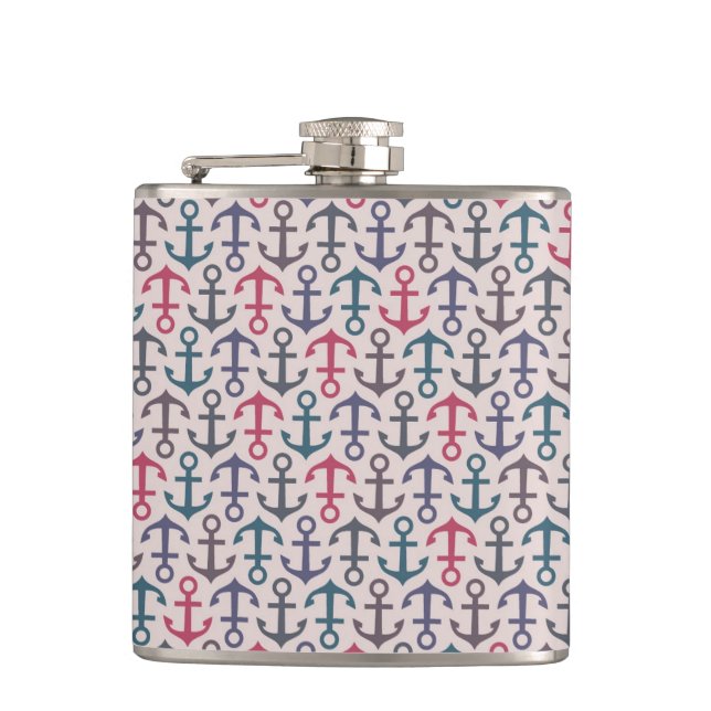 Anchor pattern hip flask (Front)