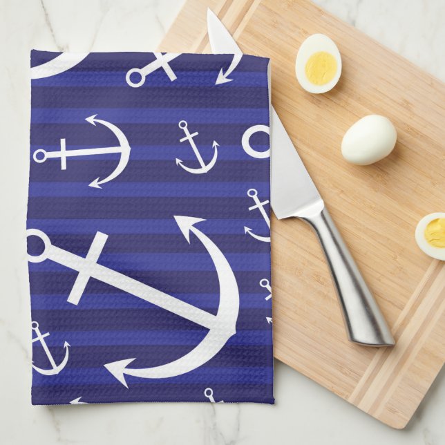 Anchor pattern kitchen towel (Quarter Fold)