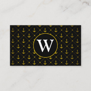 Anchor Pattern   Monogram Business Card