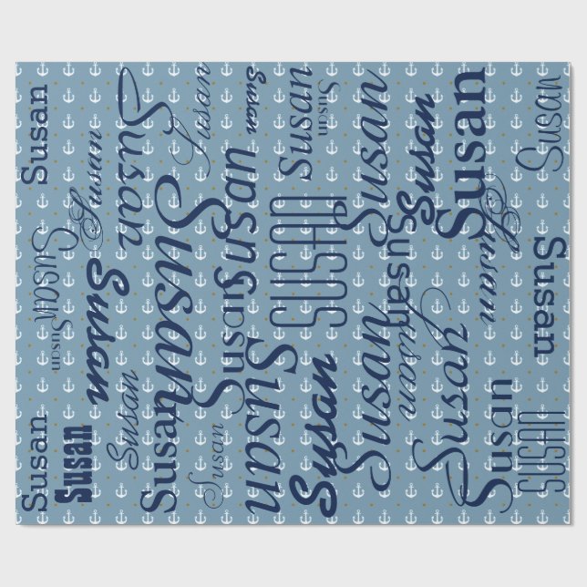 anchor / pattern of names personalized wrapping paper (Flat)