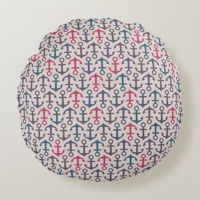 Anchor pattern round pillow (Front)