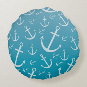 Anchor pattern round pillow