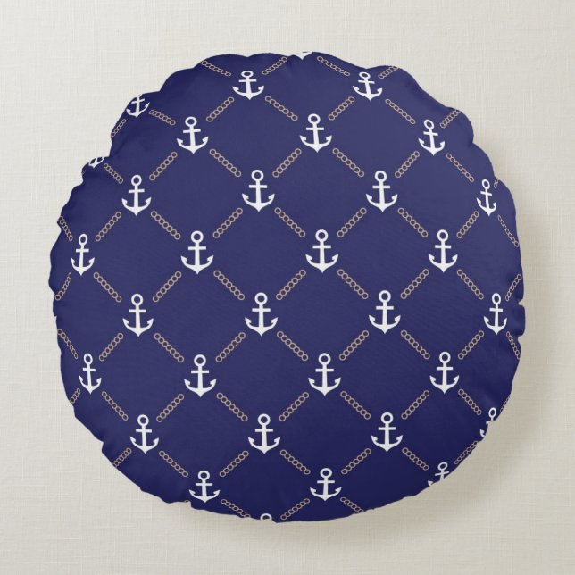 Anchor pattern round pillow (Front)