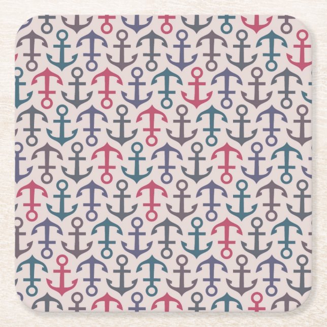 Anchor pattern square paper coaster (Front)