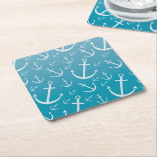 Anchor pattern square paper coaster