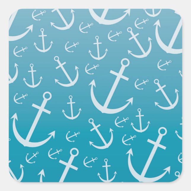 Anchor pattern square sticker (Front)