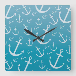 Anchor pattern square wall clock