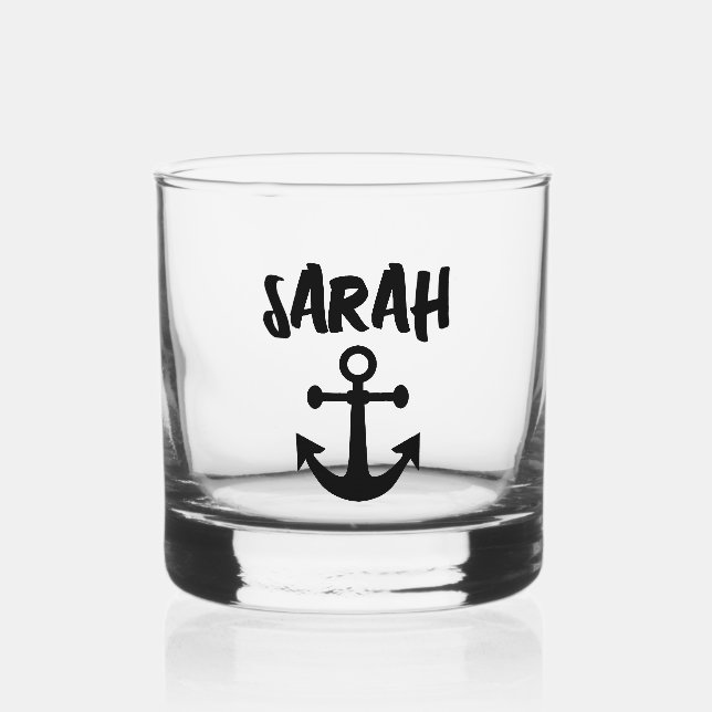 ANCHOR PERSONALIZED NAUTICAL WHISKEY GLASSES GLASS (Front)