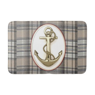 Anchor Plaid Beach House Bathroom Bath Mat