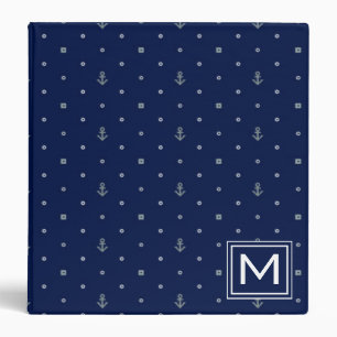 Anchor Polka Dots Pattern Add Your Initial Binder
