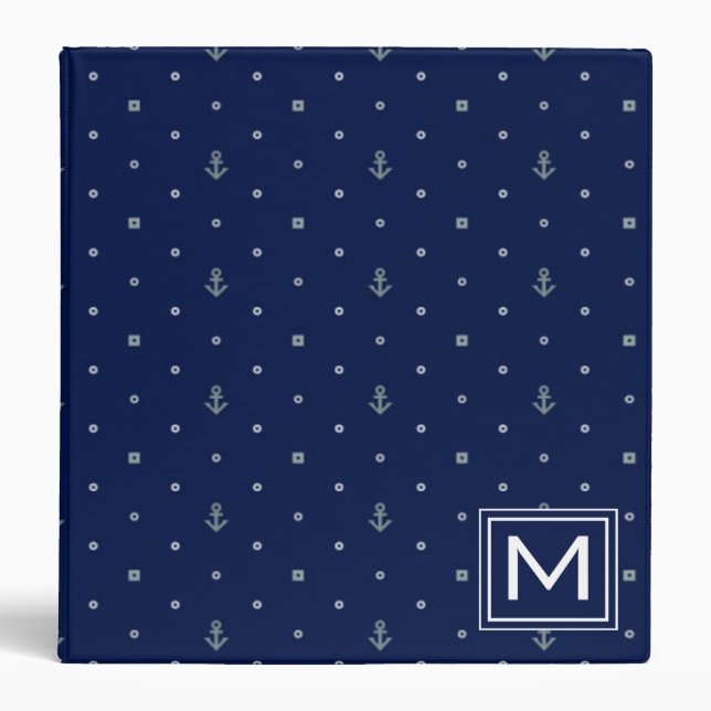 Anchor Polka Dots Pattern | Add Your Initial Binder (Front)