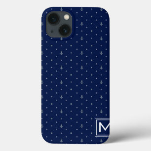 Anchor Polka Dots Pattern   Add Your Initial iPhone 13 Case