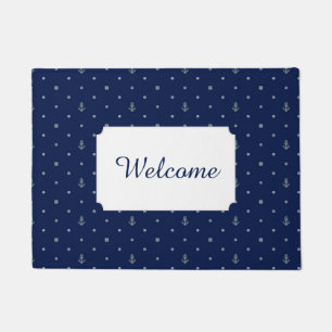 Anchor Polka Dots Pattern Add Your Text Doormat