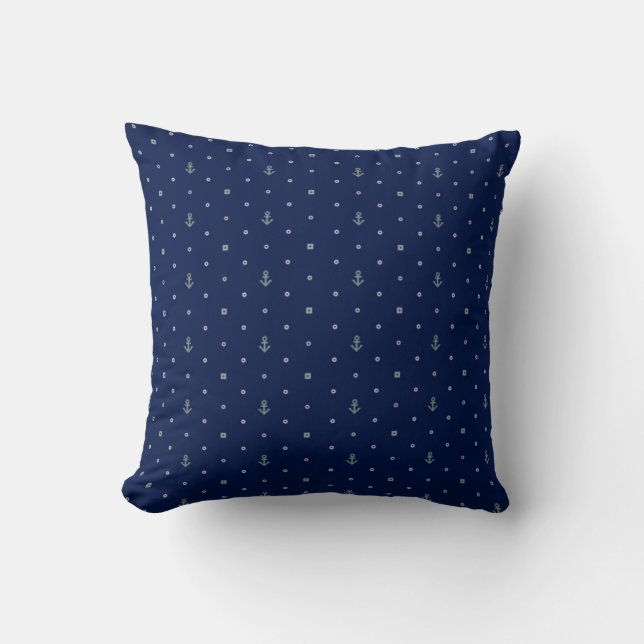 Anchor Polka Dots Pattern Throw Pillow (Front)