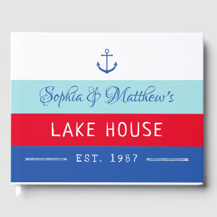 Anchor Red Blue Beach Home Guest Book