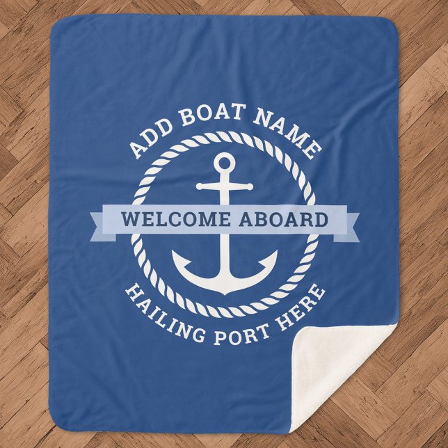 Anchor rope border boat name welcome aboard sherpa blanket (Creator Uploaded)