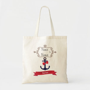 Anchor rope frame nautical naval sea voyage red ri tote bag