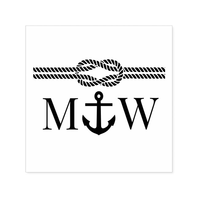 Anchor Rope Knot Border Wedding 2 Initial Monogram Self-inking Stamp (Design)