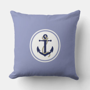 Anchor & rope, Seaman's anchor, Nautical emblem Throw Pillow
