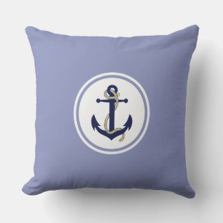 Anchor & rope, Seaman's anchor, Nautical emblem Throw Pillow