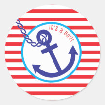 Anchor Rope Stripe Baby Shower Boy Sticker
