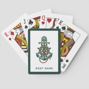 Anchor Rope Wheel Boat Name Nautical Custom Playing Cards