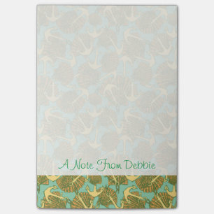 Anchor & Shells In Vintage Pattern Add Your Name Post-it Notes