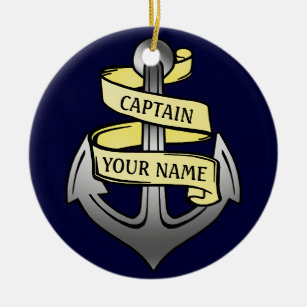 Anchor Ship Captain Your Name Customizable Ceramic Ornament