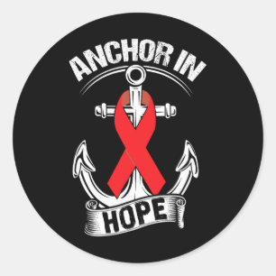 Anchor- Sickle Cell Anemia Awareness Supporter Rib Classic Round Sticker