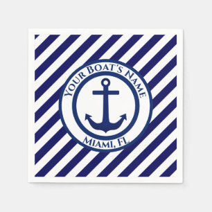 Anchor Stamp and Diagonal Stripes Custom Napkin