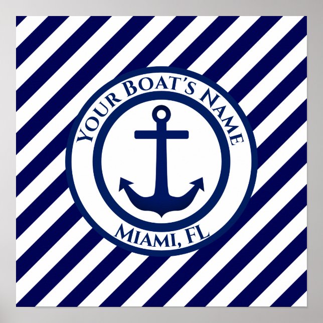 Anchor Stamp and Diagonal Stripes Custom Poster (Front)