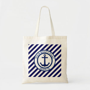 Anchor Stamp and Diagonal Stripes Custom Tote Bag