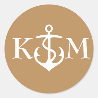 Anchor Sticker with Initials in Gold